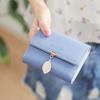 Women Wallets Leaf Pendant Fresh Style Multi-Card Short Wallet, Card Holder, Leather Clip, Coin Purse