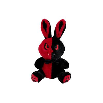 Dark Rebirth Rabbit Plush Toy Halloween Black and Red Color Block Rabbit Plush Doll Soft Plushie Figure Birthday Gifts for Kids