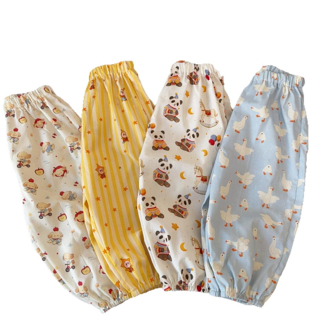 Boys Summer Lightweight Anti Mosquito Pants Cartoon Breathable Soft Ankle Cuff Trousers