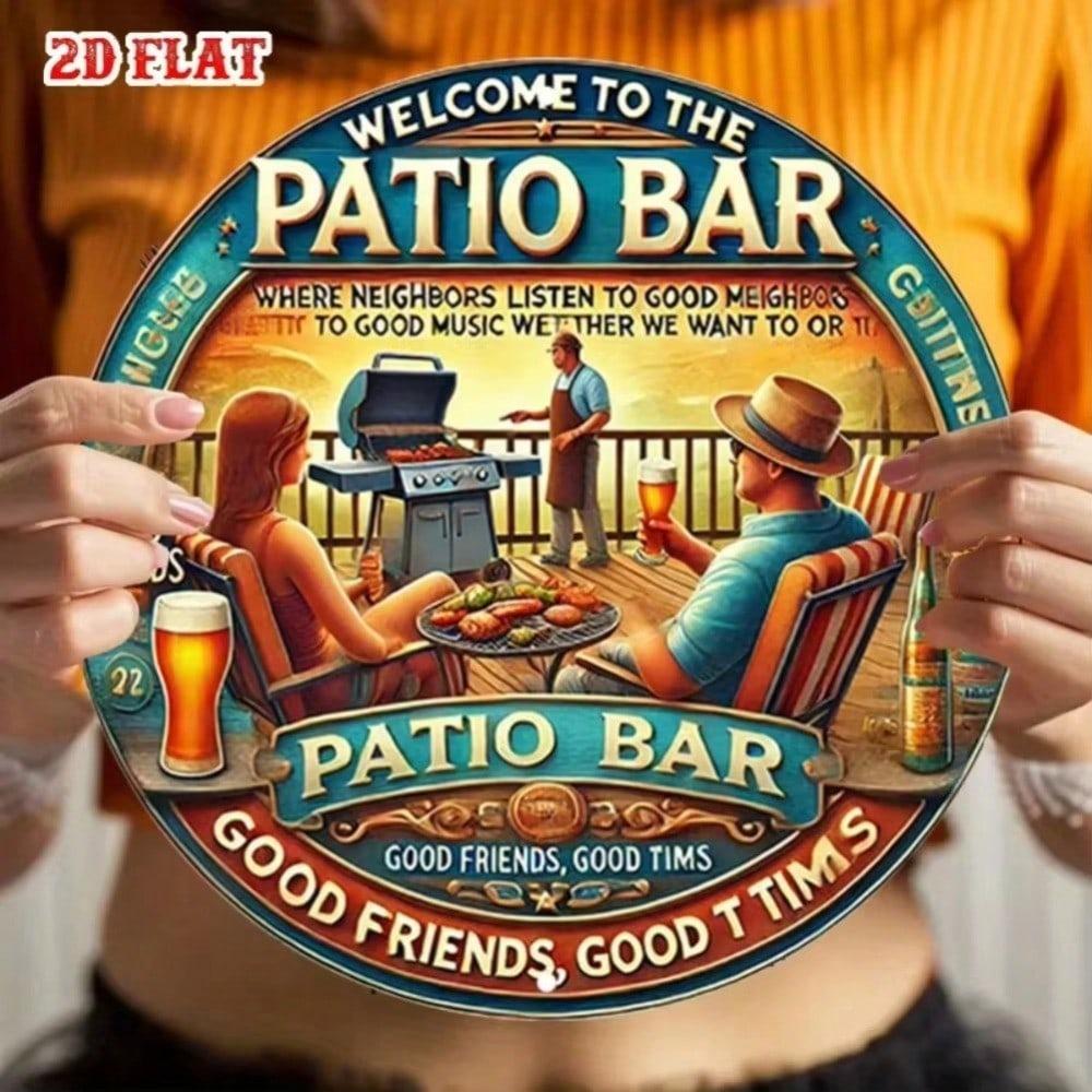 Retro Metal Art 2D Wall Decor Backyard BBQ Grill Beer Friends Garden Patio Sign