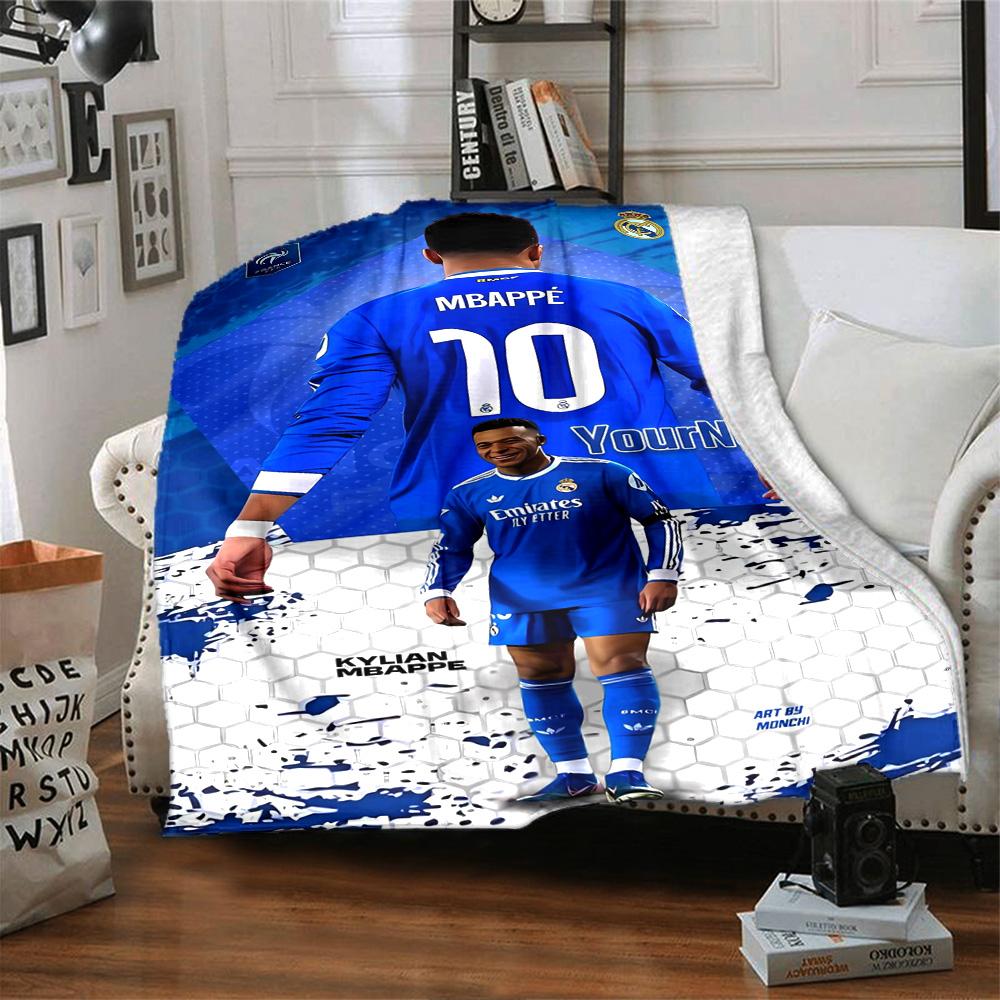 Mbappe Customize Your Name Blanket Multi-purpose Personalized Blanket Durable Comfort Great for Office Chair Living Room Home Decor Chair