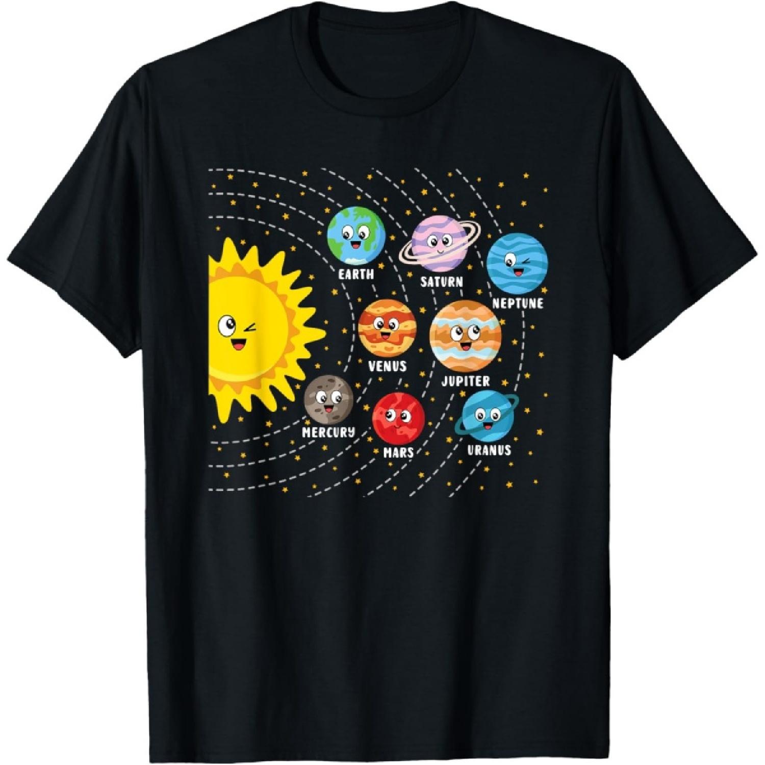 Kawaii Planets Space Solar System Boys Girls Kids Toddlers T-Shirt S