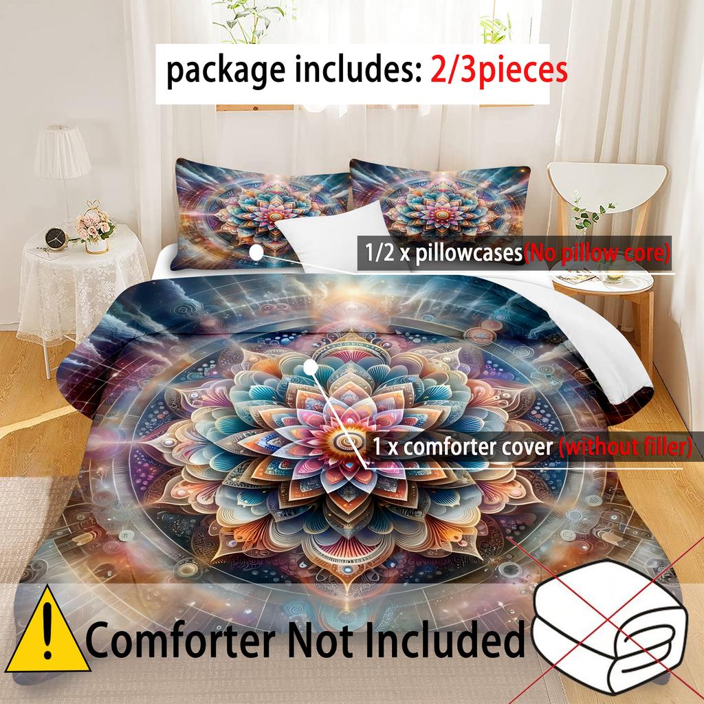 Comforter Mandala Flower Plants 3D Printed Bohemian Style Color Art Bedding Set For Kids Teens Adults