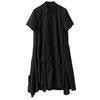 Short Sleeve Plus Size Black Vintage New In Dresses for Women Casual Loose Long Summer Shirt Dress