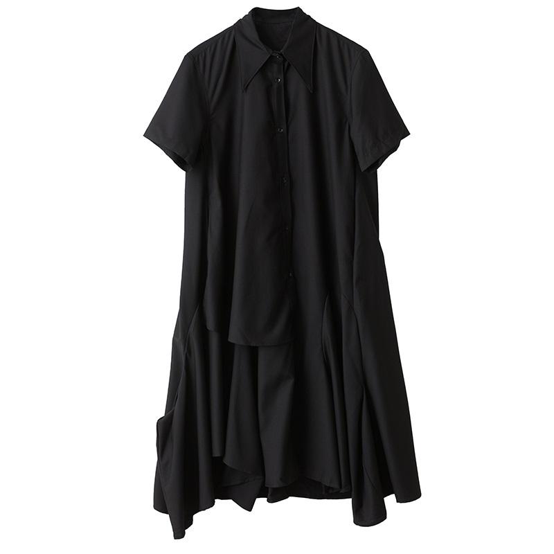 Short Sleeve Plus Size Black Vintage New In Dresses for Women Casual Loose Long Summer Shirt Dress