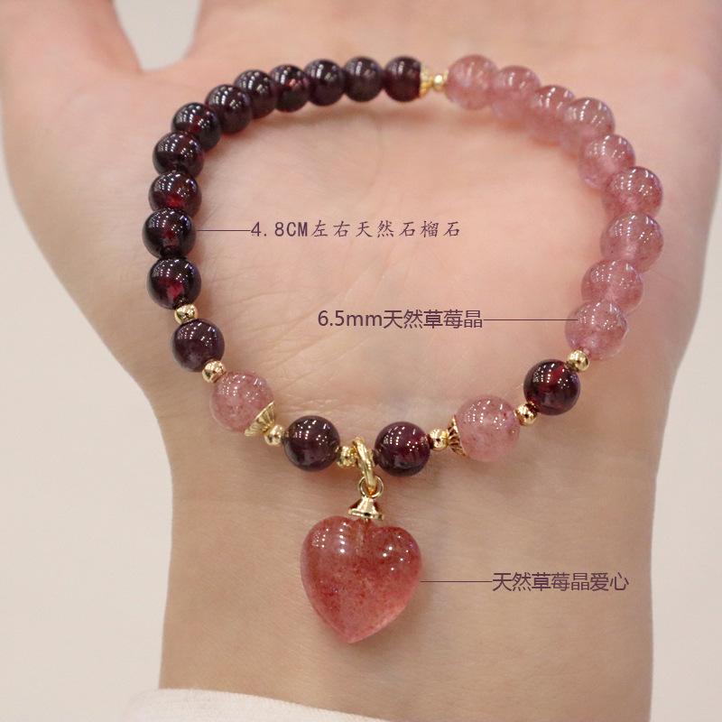 Natural bracelet garnet strawberry crystal bracelet. Bangles Women Fashion Jewelry accessories Gift