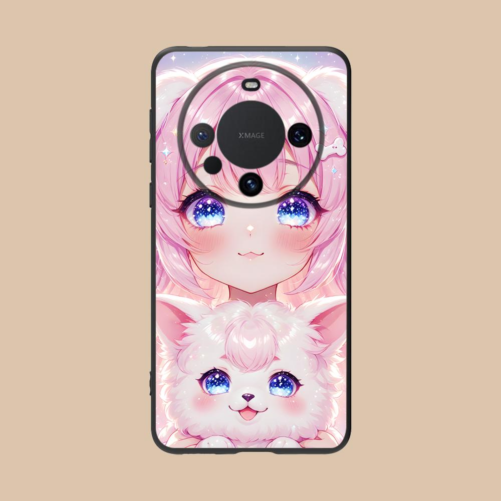 Girl Dog Puppy Matte TPU Mobile Phone Case for Huawei Mate 60 50 40 30 20 10 Pro Plus Lite E 5G Colorful Printing Cover