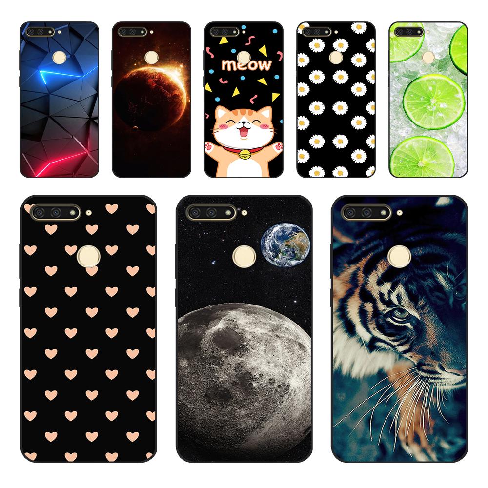cases for huawei Y6 2018 case 5.7 inch Atu-L21 cover for huawei Y6 Prime 2018 back cover protective soft touch tpu flower rose
