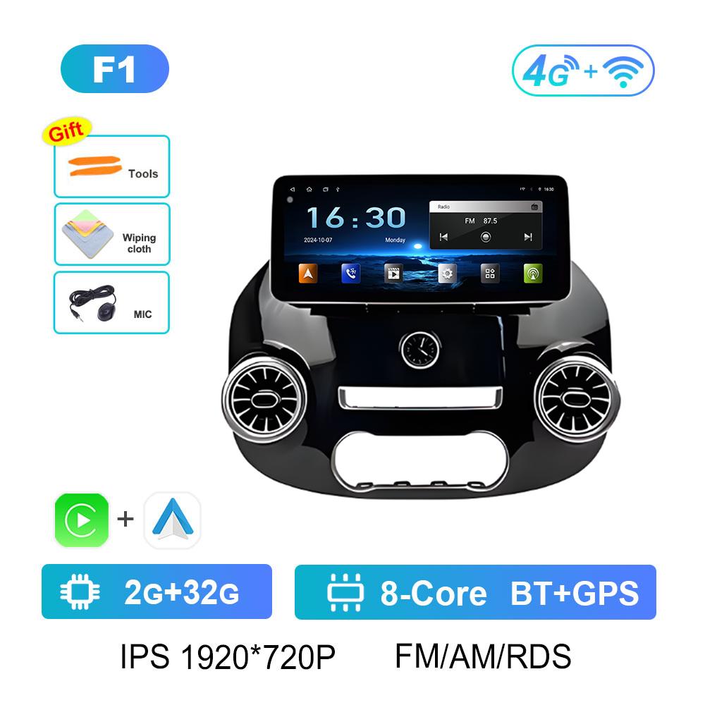 

12,3-дюймовая ОС Android для Mercedes Benz Vito W447 2014 2015 2016 2017 - 2022 Автомобильный видео-мультимедийный радиоплеер Wireless Carplay