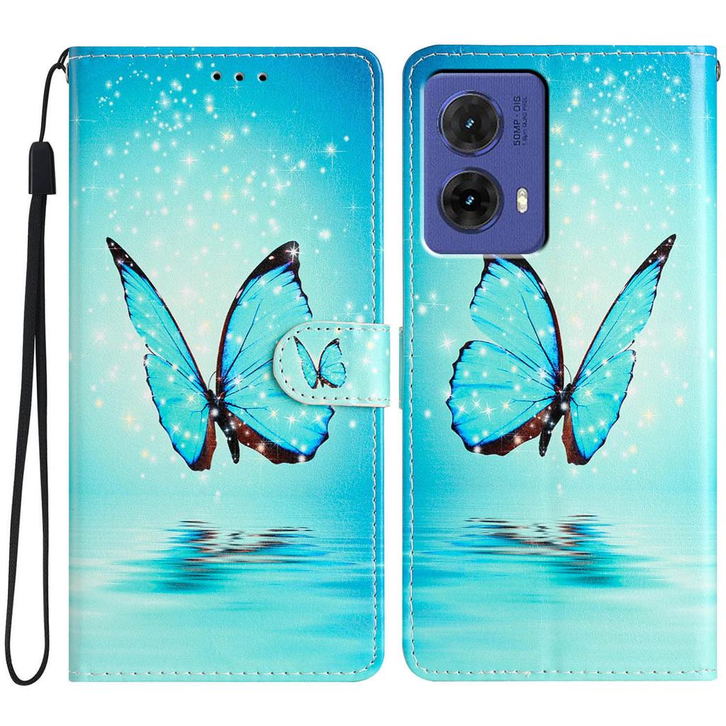 For Motorola Moto G85 5G Wallet Case PU Leather Pattern Printing Stand Phone Cover with Strap