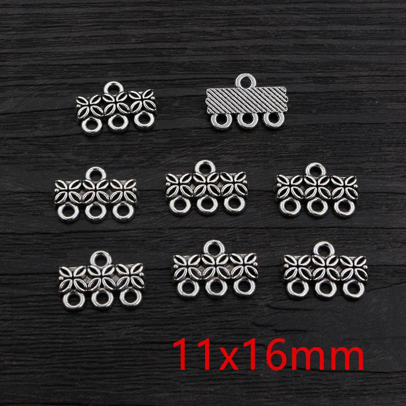 30pcs Antique Silver Plated Boho Vintage Flower Connector Charms Pendant DIY Necklace Bracelet Jewelry Making Findings Supplies