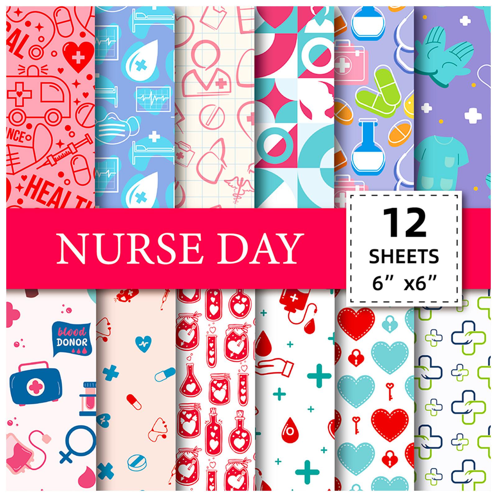 

12 International Nurses Day Doctor Themed Hand Account Material Paper Base Background Paper 15*15CM