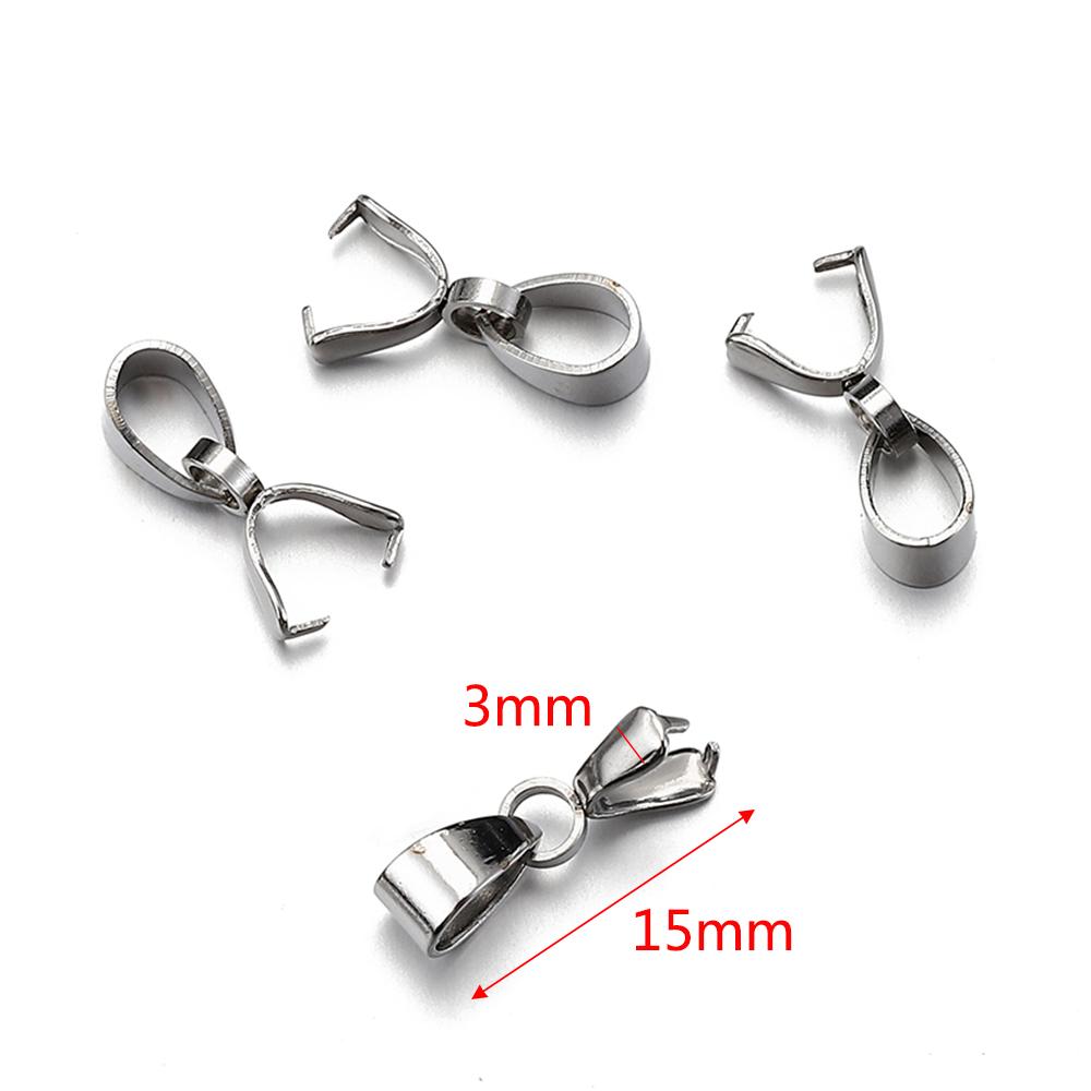 20pcs Stainless Steel Charms Pendant Clip Clasps Pinch Bail Clip for Necklace Pendant Connector DIY Jewelry Making Accessories