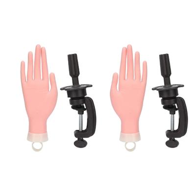 Manicure Training Hand with Clamp Stand, Nail Practice Hand for Beginners, Insertable Nail Tip Work for Tabletop Display