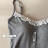 Spring Ribbed Cotton Doll Collar Lace Camisole - Slim Fit, Versatile Fashion Top