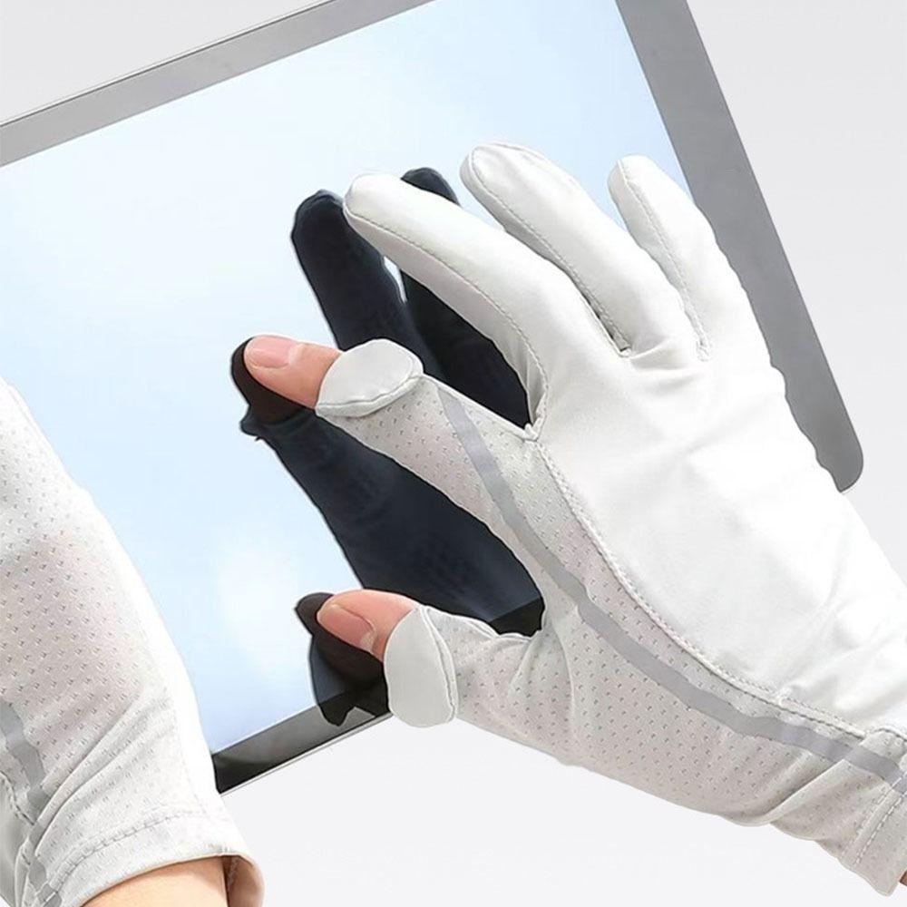 Reflective Ice Silk Riding Gloves Waterproof Summer Driving Mittens Fitness Sports