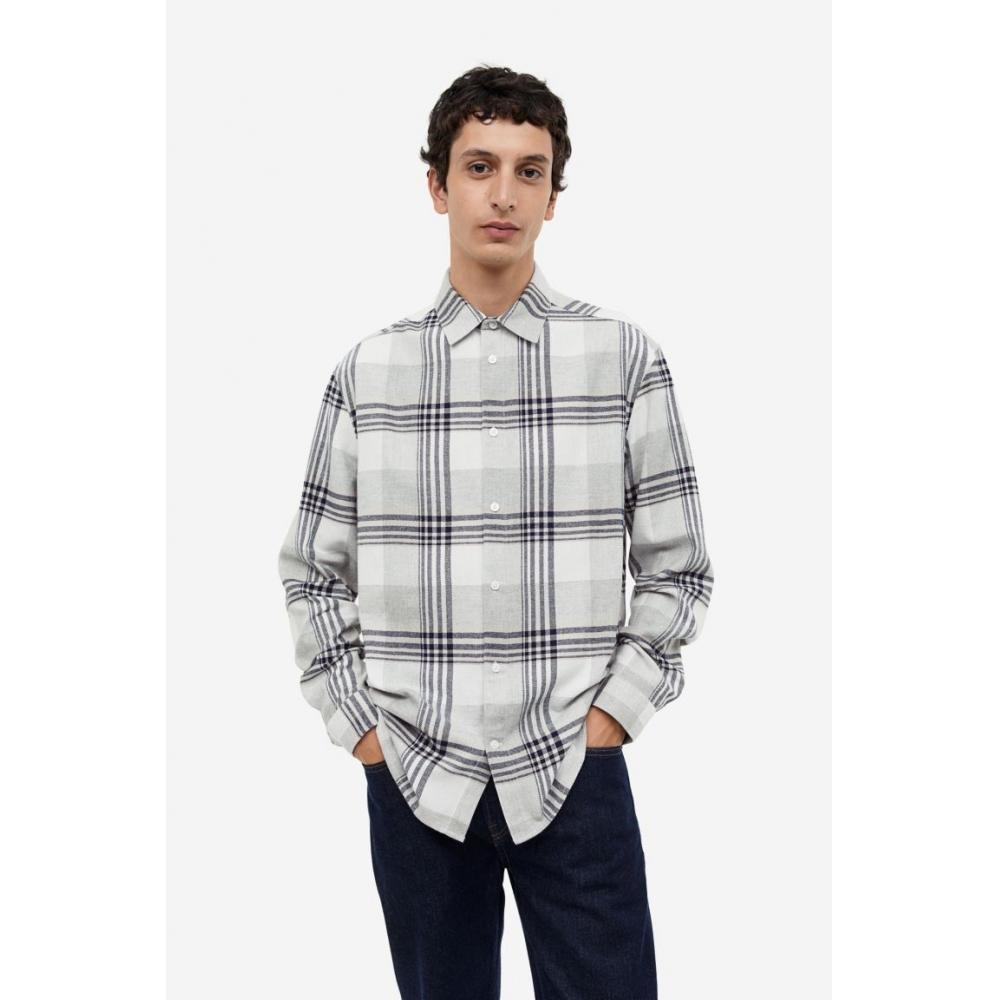 

Рубашка в клетку HM Regular Fit Серая в клетку