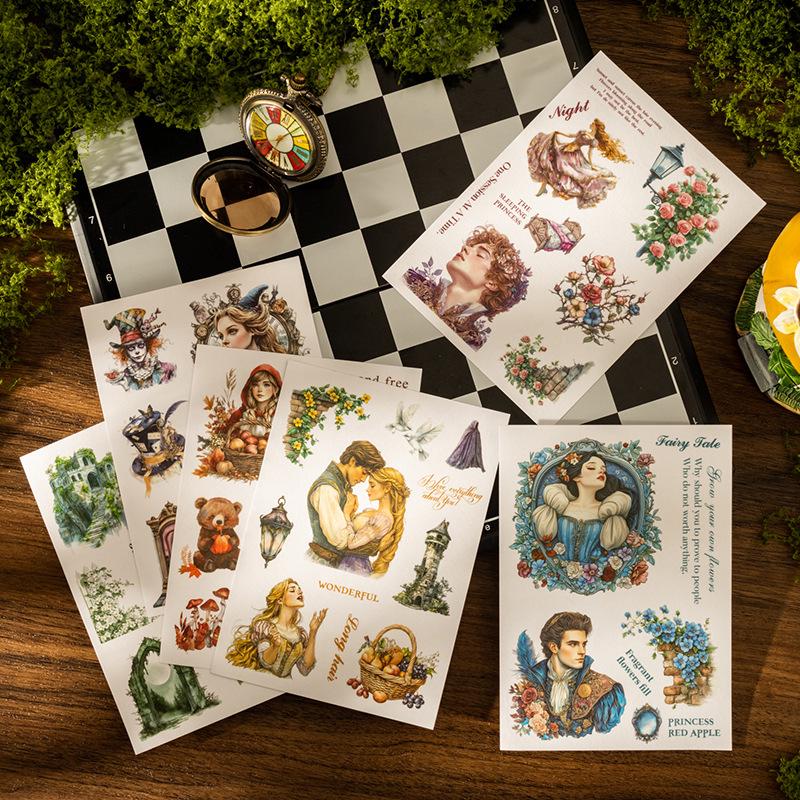Fairy Tale Retro Scenery Stickers for Children's DIY Journal and Collage