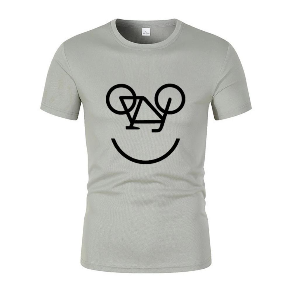 Summer New Interesting Bicycle Reverse Letters Print Men'S T -Shirt Fashion Casual Jogging Mesh Air Permeability Short Sleeves