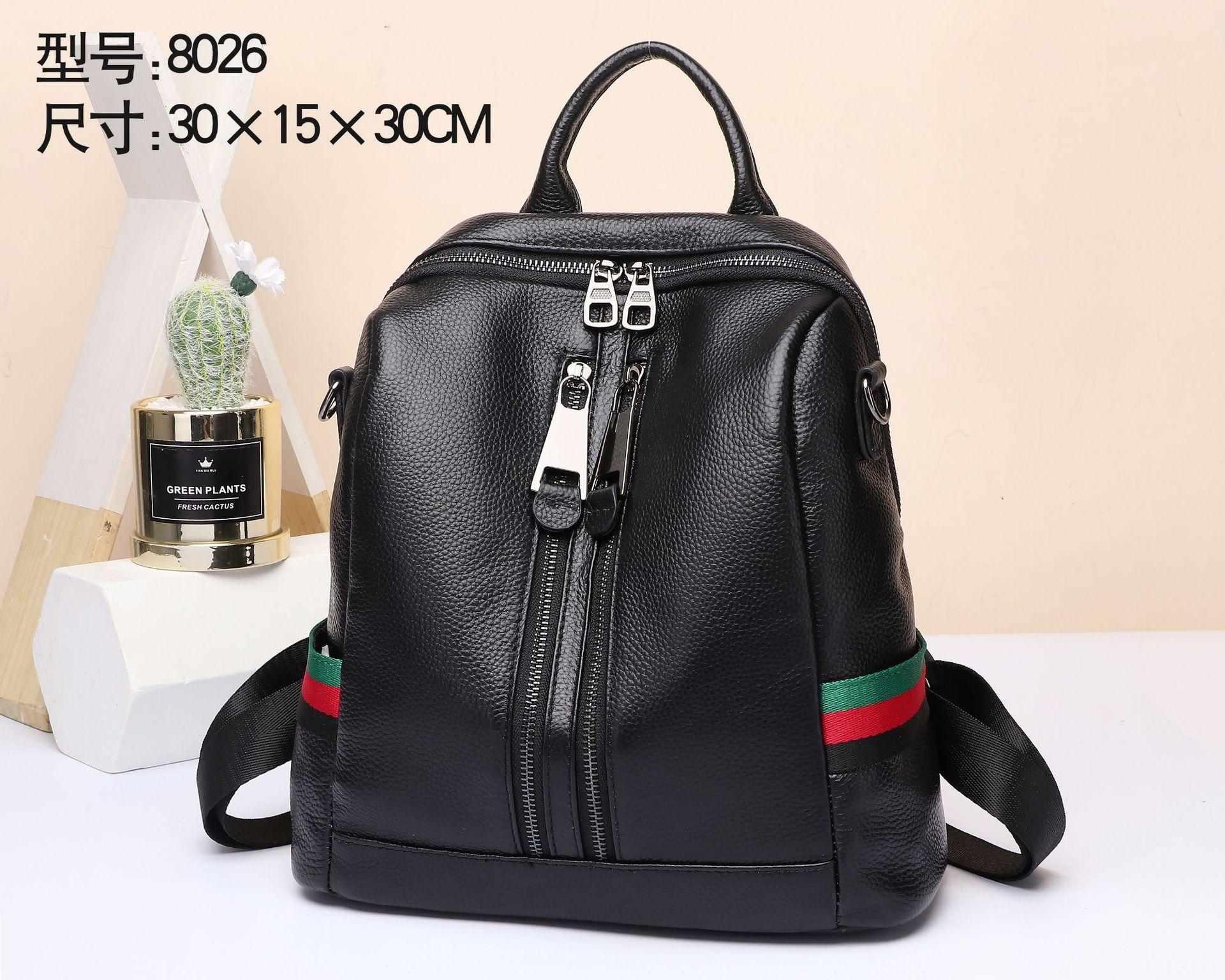 Leather Women S Backpacks, Trendy Fashion Travel Cowhide Schoolbags, Soft Leather Women S Bags