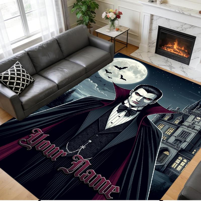 Crystal Velvet Rug Custom Name Text, Soft Non Slip Floor Mat Home DecorDracula