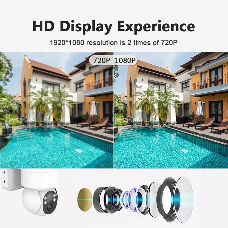 1080P 400/200W Outdoor-Sicherheits-Solarkamera 2MP Panorama-PTZ-Kamera Zwei-Wege-Audio PIR-Bewegungssensor Netcam