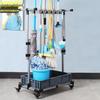 Stainless Steel Movable Cleaning Tool & Mop Storage Cart