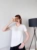 Women's Short-Sleeve Modal V-Neck White Ice Silk Loose T-Shirt