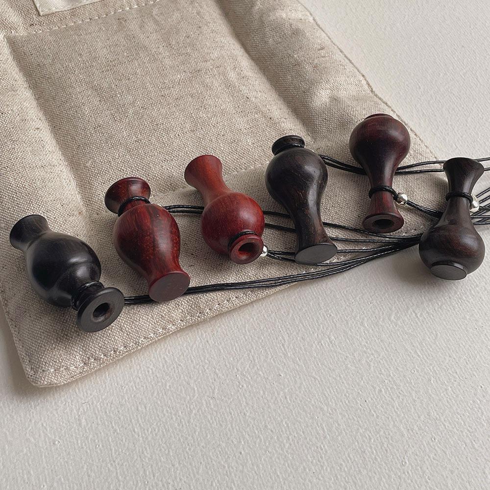 Retro Ebony Rosewood Vase Gourd Pendant Black Adjustable Leather Rope Necklace for Women Men Clothes Collar Chain Jewelry Gifts