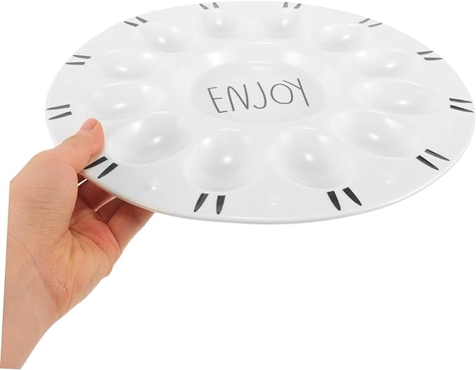 Easter Egg Tray Egg Platter Egg Holder Egg Tray for Refrigerator Egg Fixing Holder Ceramic Egg Tray White Color