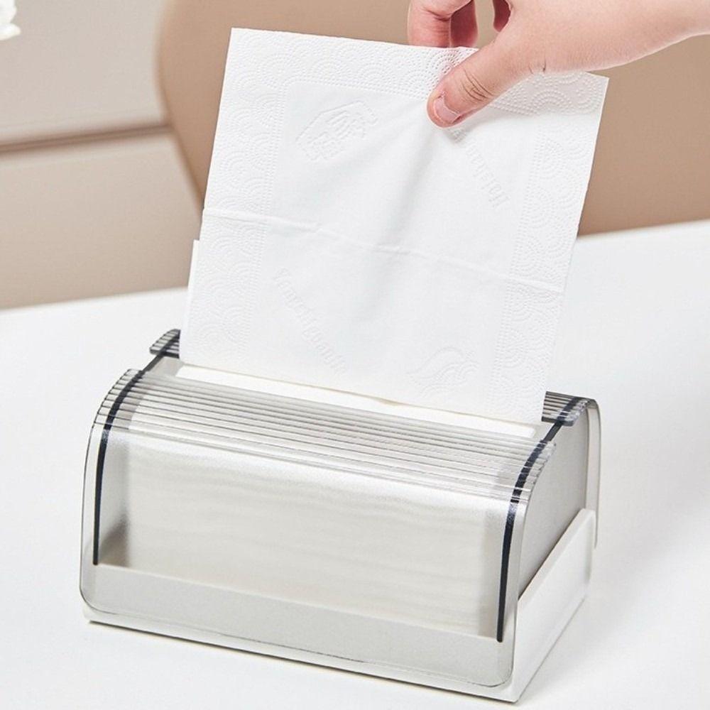 Plastic Clear Tissue Box Spring Support Storage Box Modern Paper Box  Desktop