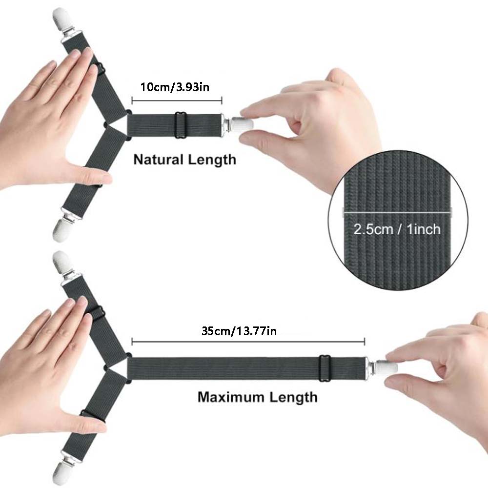 4PCS Adjustable Non-slip Sheet Clip, Stainless Steel Sheet Holder, Suitable for Tablecloth, Bed Sheet, Sofa Cover