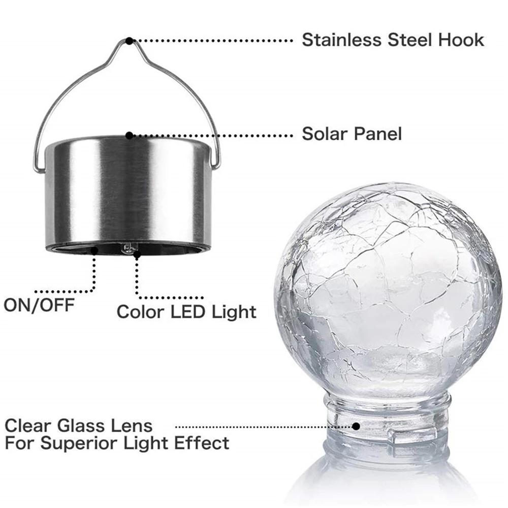 Crack Ball Led Solar Light Multi-color Changing Tree Hanging Lamp Party Decor Indoor Outdoor Solar Lantern Dropship