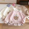 Girls Spring Autumn Sweet Plaid Floral Fake Two Piece Sweatshirt Dress Baby Cute Long Sleeve Dress For Little Kids