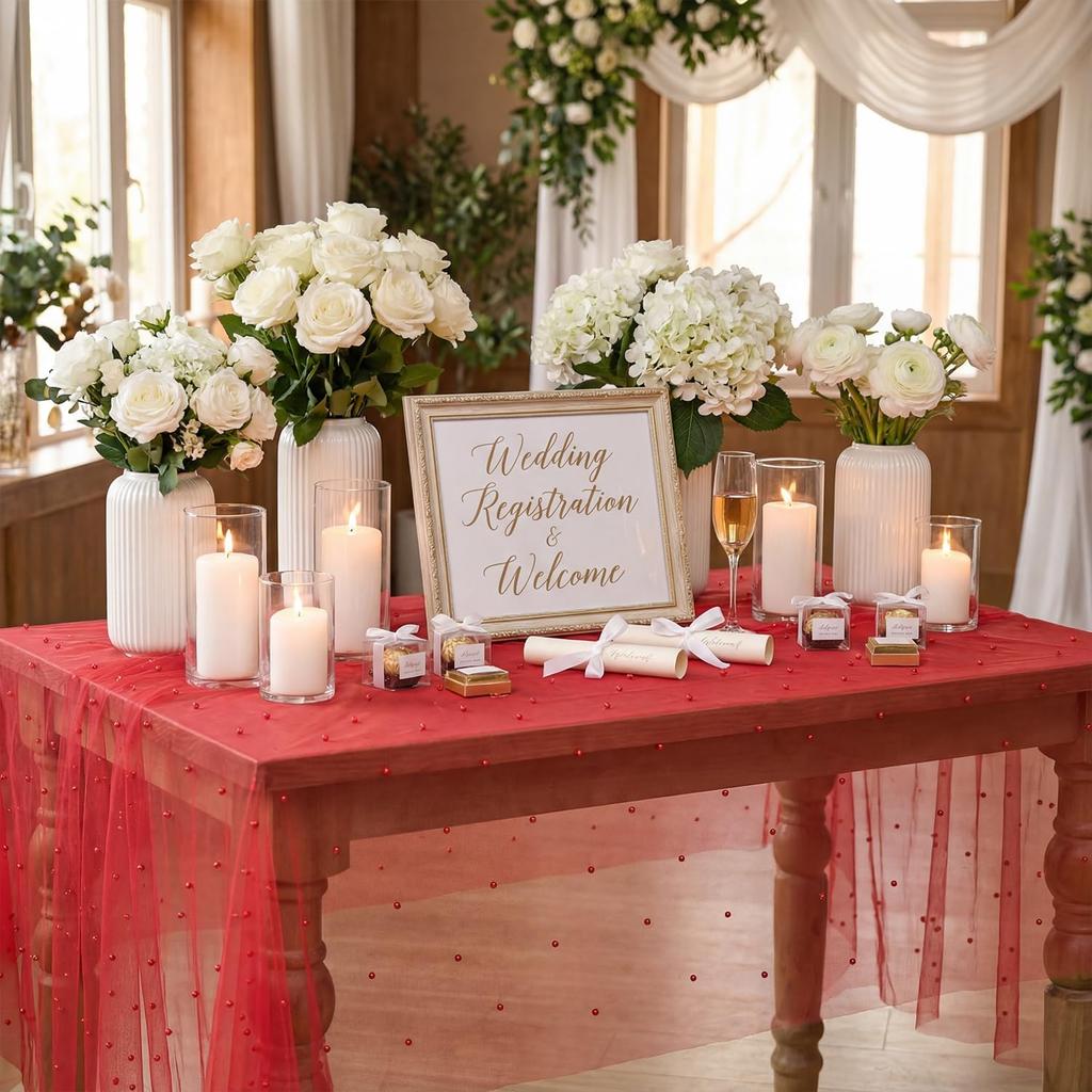 Light Green Table Runner Fabric Tulle Lace Tablecloth Rectangular Table Cover Bridal Veil for Christmas Wedding Birthday Party