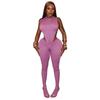 European-American Spicy Girl Sleeveless Cutout Bodysuit & Tight Long Pants Set