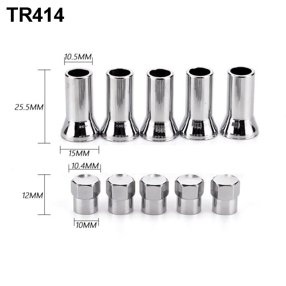 10pcs Auto Accessories Chrome Tyre Valve Stem TR413/TR414 Left Right Front Rear Tire Valve Sleeve Covers Valve Stems 1