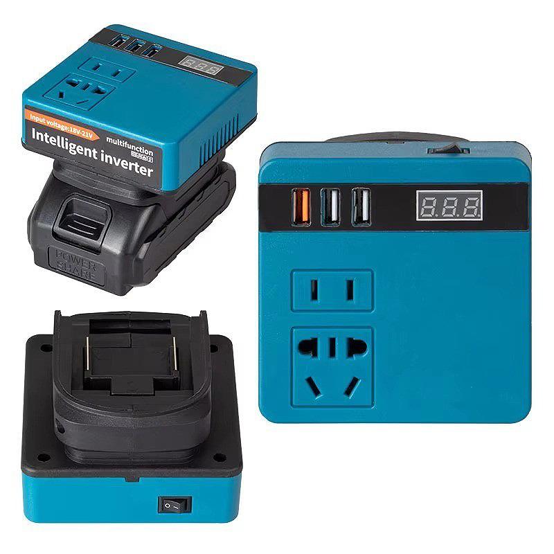 Dual Port 150W Portable Power Inverter Intelligent Converter 220V + 3 Usb 21V For Makita Battery
