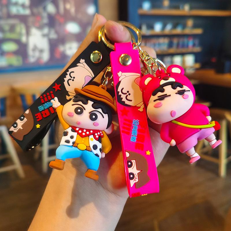 New Anime Crayon Shin-chan Kawaii Q Version Cos Cross Dress Funny Figure PVC Model Toys Doll Couple Keychain Gifts