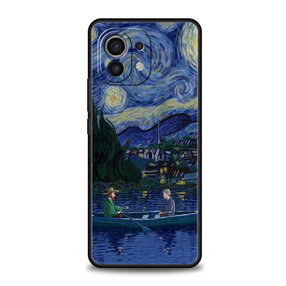 Phone Case For Xiaomi Mi 14 13 12 11 Lite 13T 12T 11x 11T 10T Pro 9T Note 10 Lite Soft Black Cover Retro Van Gogh Oil Painting