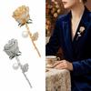 Elegant Rose Brooch with Pearl Accent and Rhinestone Embellishments for Coat Suit Jacket Accessory Fashion Jewelry Pin