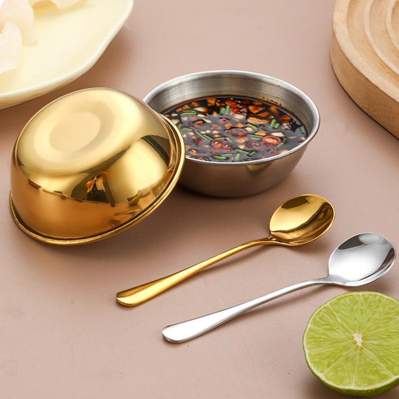 Stainless Steel Sauce Dish Spoon Set Stackable Food Safe Dipping Plate for Kitchen Dinner Party BBQ Sushi Tableware