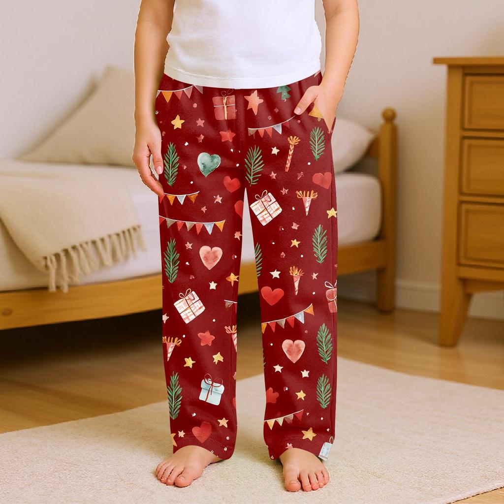 Children's Soft Comfortable Pyjama Bottoms Casual Christmas Print Home Pants