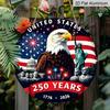 2D Flat, 1pc Circular Aluminum Decorative Plaque, Celebrating The 250Th Anniversary of America with a Patriotic Eagle & American Landmarks Design