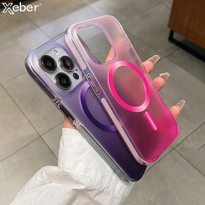 Luxury Bumper Matte Gradient Color Translucent For Magsafe Magnetic Phone Case for iPhone 15 14 Pro Max Hard Acrylic Armor Cover