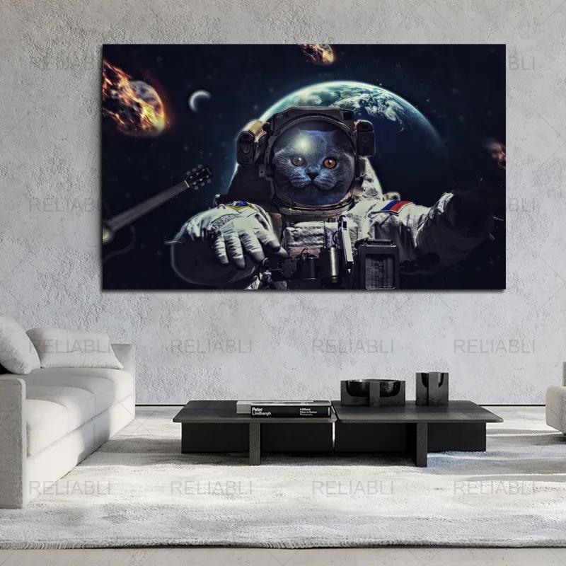 

Кошка Астронавт Холст Плакат Настенное искусство