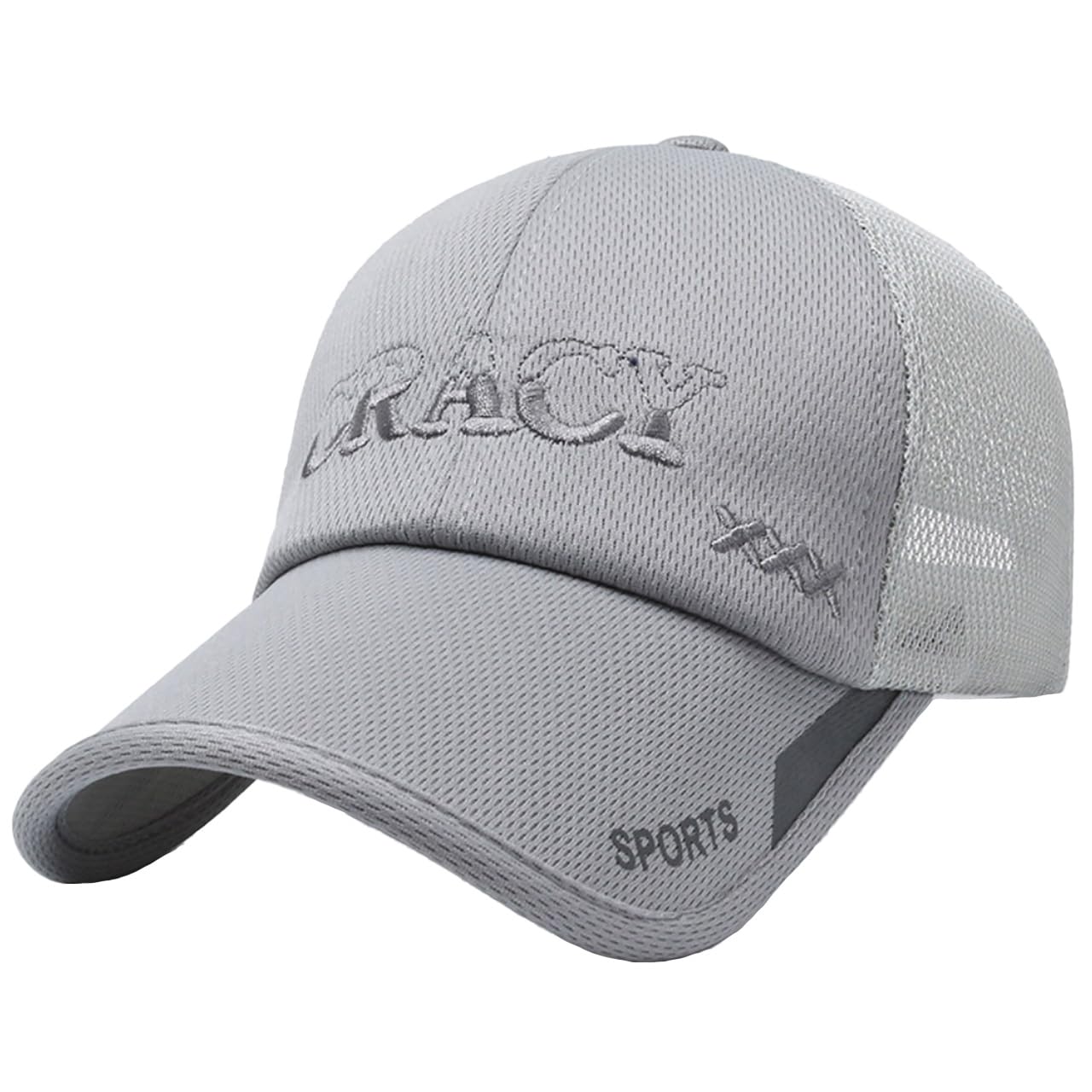 

Hat Cap Mesh Logo Sports Sun Protection Breathable Lightweight Summer Outdoor CZA488 [White Fang] Men s (Gray) сірий колір