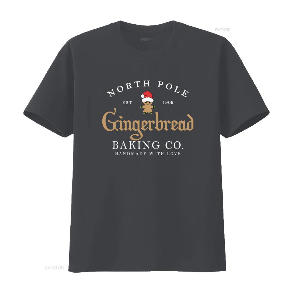 North Pole Gingerbread Baking Co T Shirt Retro Christmas Cookie Handmade Clothing  vintage Washed Comfortable Versatile homme