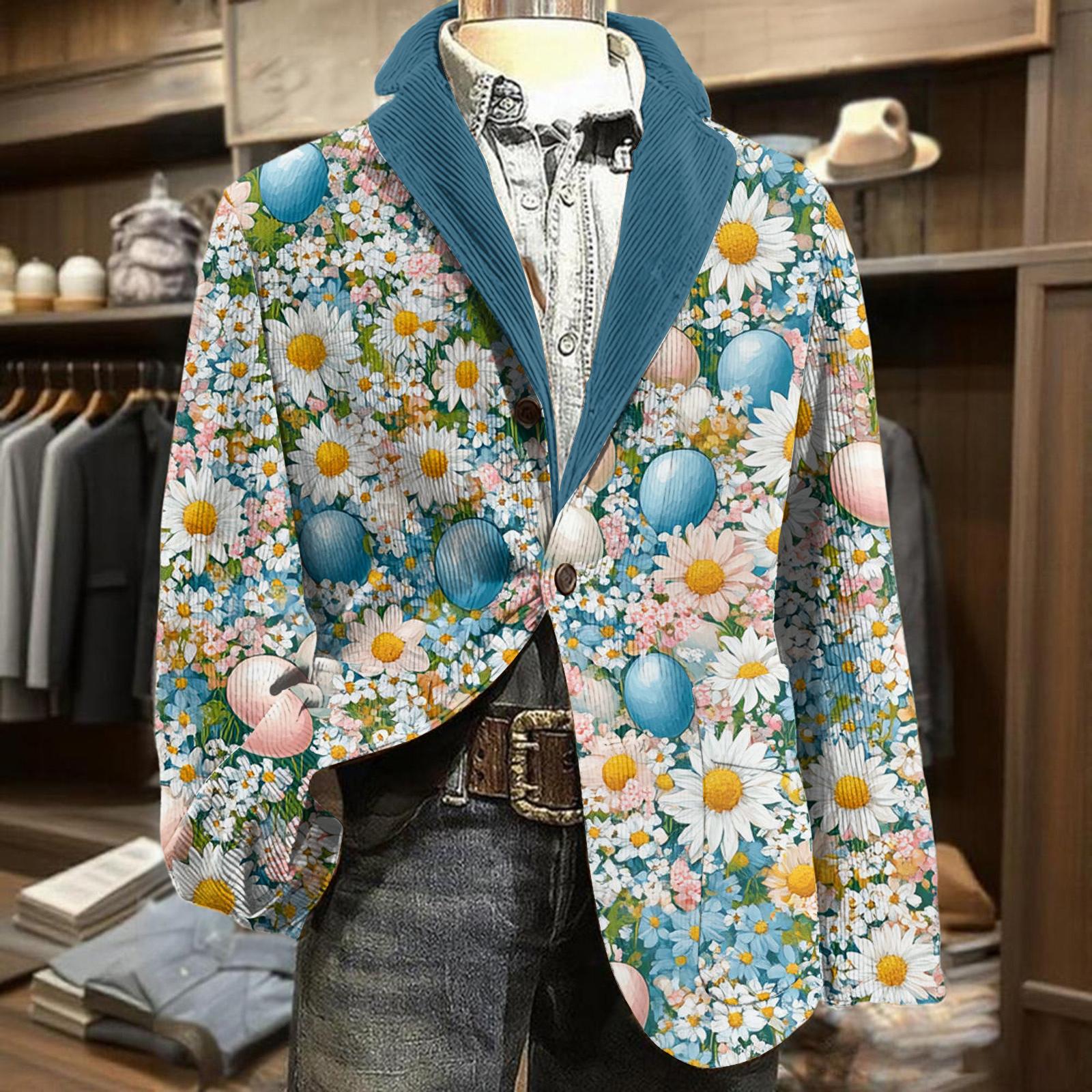

Men s Business Casual Fashion Printed Corduroy Jacket XL жовтий
