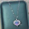 Titanium Steel Ocean Heart Necklace: Women's Light Luxury Colorful Heart Pendant